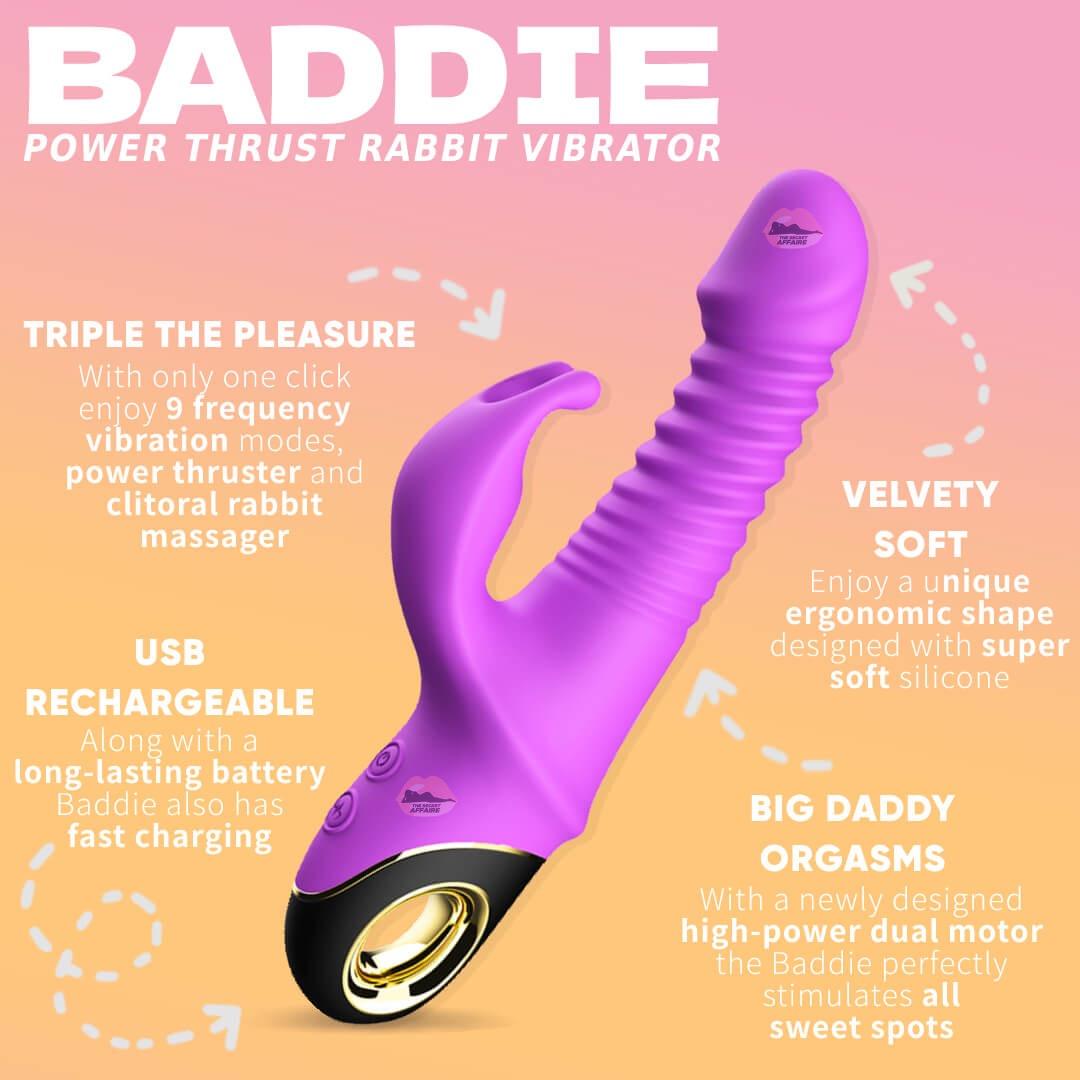 Baddie Power Thrust Rabbit Vibrator - Vibrator - The Secret Affaire