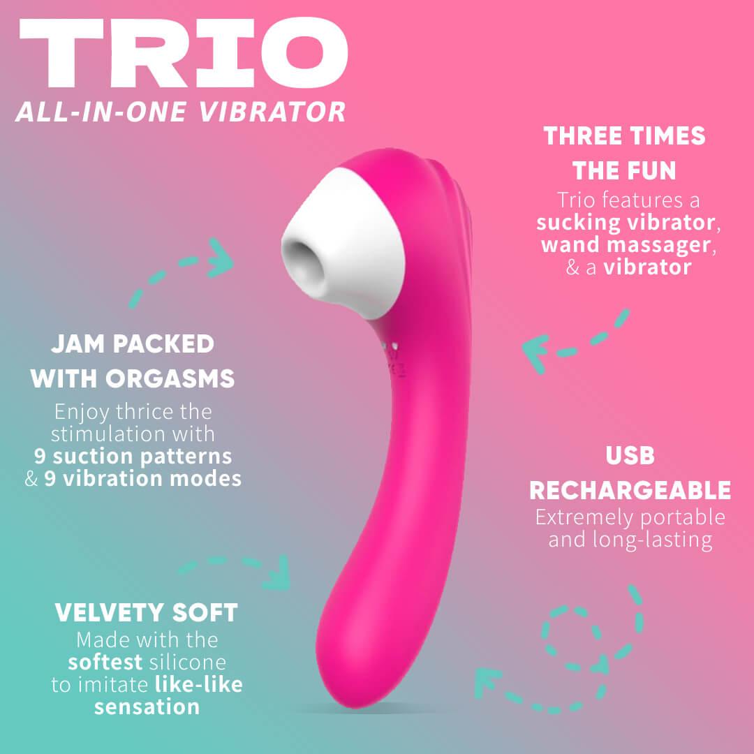 Trio All-In-One Vibrator - Vibrators > Sucking Vibrators - The Secret Affaire